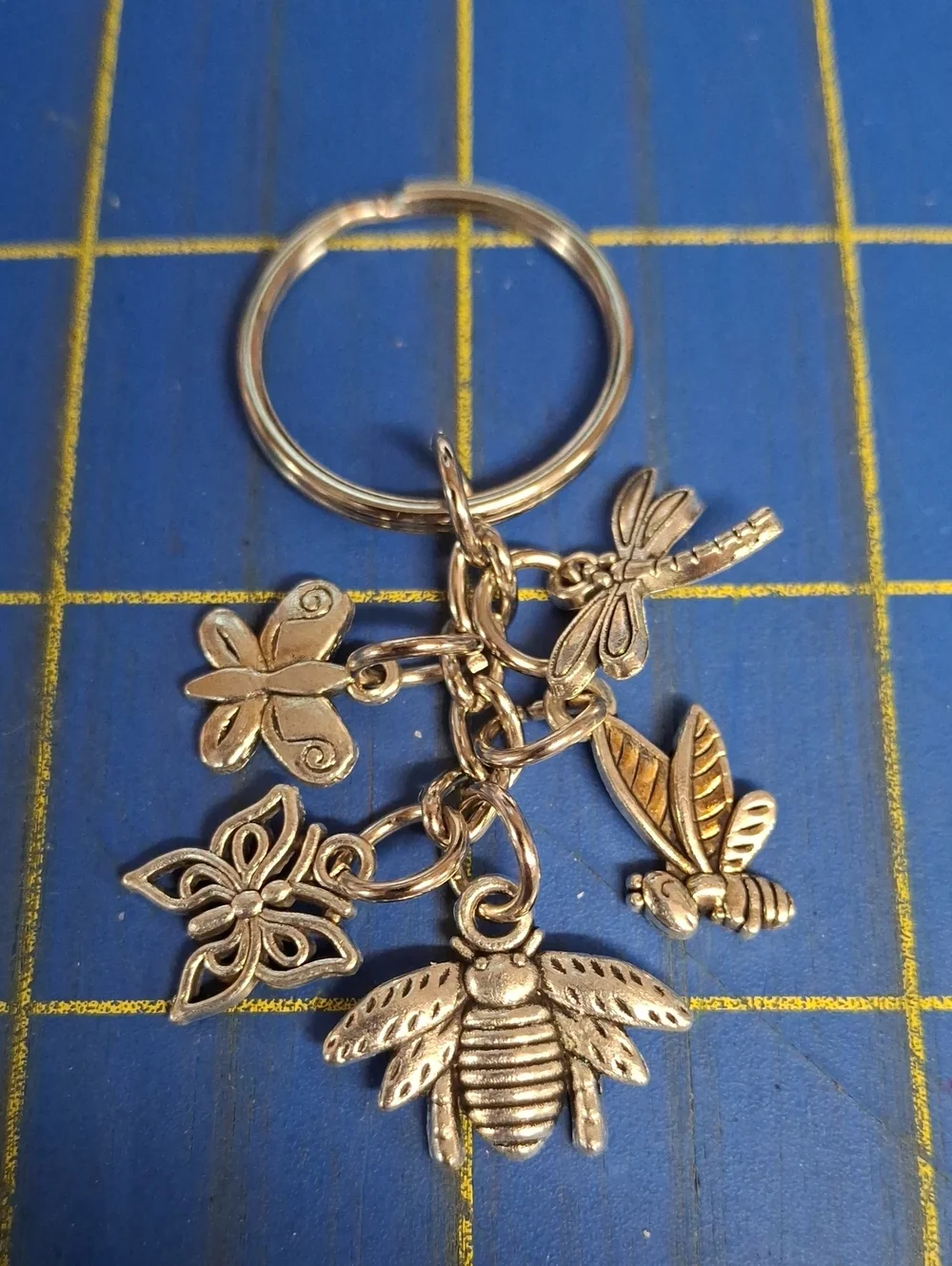 Butterfly Bees Dragonfly Silver Keyring Purse Charm
